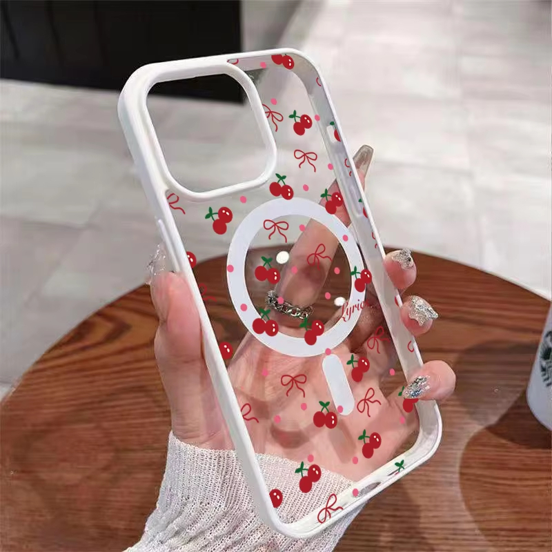 Phone Cases Cherry - Funda Magnética Transparente Rígida con Estampado